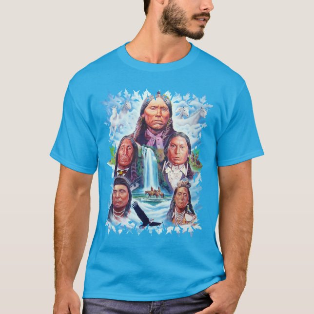Camiseta Tendy Teal Blue Famoso Americanos nativos Mens (Frente)