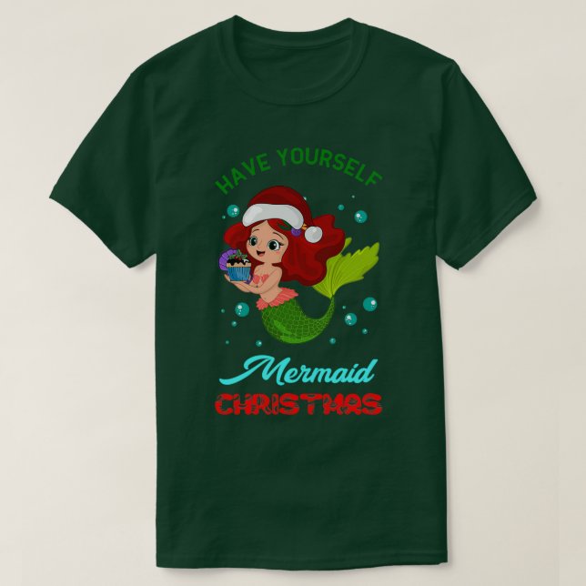 Camiseta Tenha Sereia de Natal (Frente do Design)