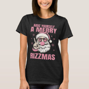 Camiseta Tenha Um Alegre Rizzmas Funny Pink Santa Ret