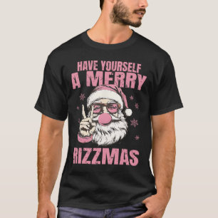 Camiseta Tenha Um Alegre Rizzmas Funny Pink Santa Ret