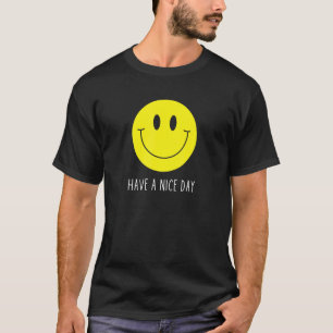 Camiseta Tenha Um Belo Dia Amarelo Sorriso Rosto Sorridente