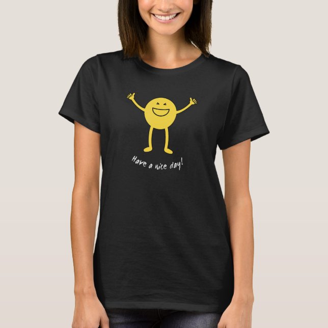 Camiseta Tenha Um Belo Dia Sorriso Amarelo Sorrindo Rosto F (Frente)