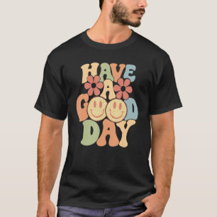 Camiseta Tenha Um Bom Dia Feliz Tendência De Rosto Estética