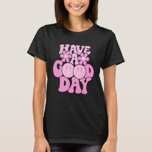 Camiseta Tenha Um Bom Dia, Retro Sorriso Face A Tendência E