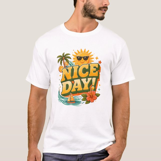 Camiseta Tenha um Bom Dia – Sol Retro (Frente)