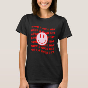 Camiseta Tenha Um Bom Dia Sorriso Retrô Rosto Feliz Rosto P