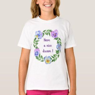 Camiseta Tenha um bom sonho! Flores de aquarela