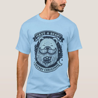 Camiseta Tenha um Feliz Natal! Urso com Barba
