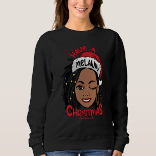 Camiseta Tenha Um Melanin Natal Preto Sra. Claus W Locs Bl