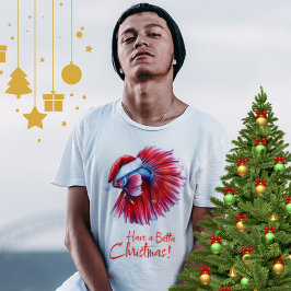 Camiseta Tenha um Natal Betta Piada de Papai Noel Amante de