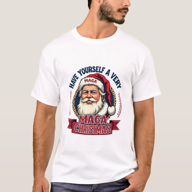 Camiseta Tenha um Natal muito Maga Trump Venceu  (Frente)