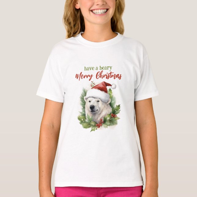 Camiseta Tenha Um Urso Polar Feliz De Natal Engraçado (Frente)