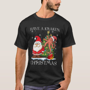 Camiseta Tenham Um Octopus De Natal Cracado Na Árvore De X