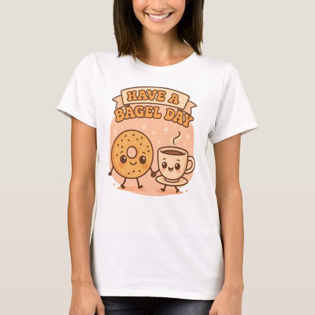 Camiseta Tenham uma Arte Foodie Kawaii em Bagel Day (Frente)
