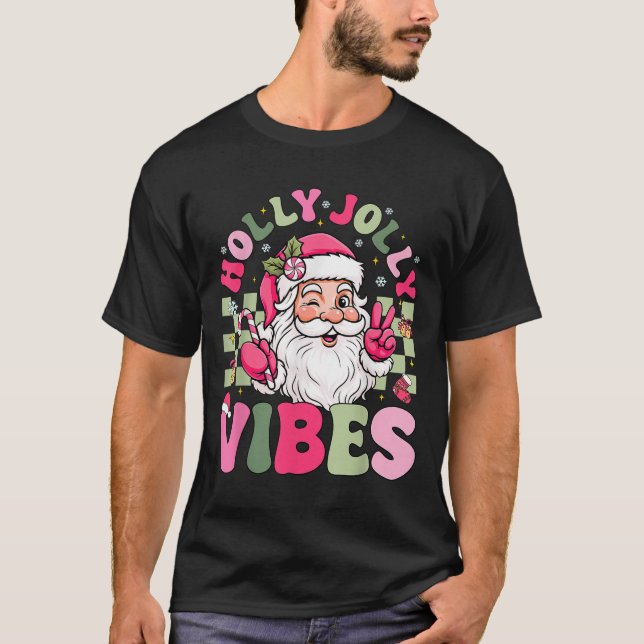 Camiseta Tenham Uma Coleta De Natal Holly Jolly Vibes W (Frente)