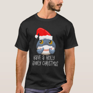Camiseta Tenham Uma Holly Jawly Christmas Shark Santa Hat B