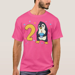 Camiseta Tenho 2 anos com aniversário de criança de pinguim