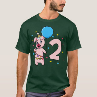 Camiseta Tenho 2 anos com aniversário de criança de porco