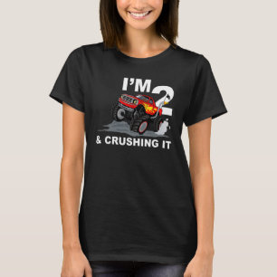 Camiseta Tenho 2 anos de caminhonete monstro e esmagando Le