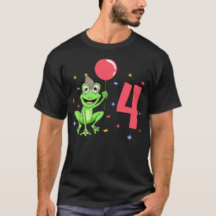 Camiseta Tenho 4 anos com aniversário de criança sapo de 4 