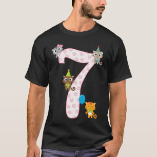 Camiseta Tenho 7 anos de idade, 7 de menina de gato, aniver