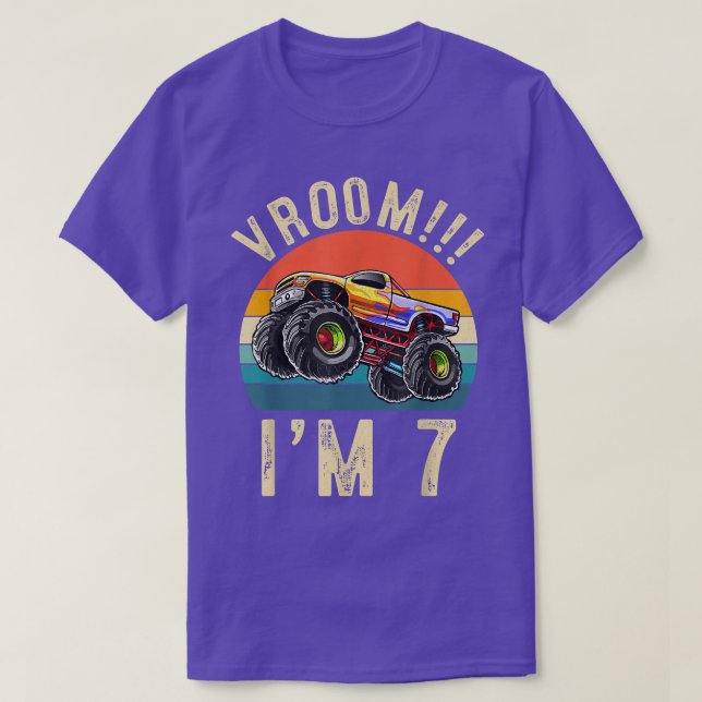Camiseta Tenho 7 anos de idade Vroom 7 Carro de caminhoneir (Frente do Design)
