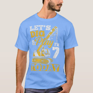 Camiseta Tenho 7 anos hoje, escavador de construção de cami