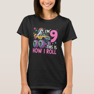 Camiseta Tenho 9 anos, é assim que eu rolo, 9º aniversário,
