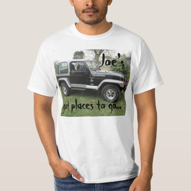 Camiseta "Tenho lugares para ir" Black and Cinza Jeep t-shi (Frente)