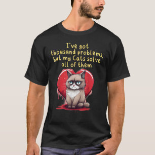 Camiseta Tenho mil Problemas, fantasia de Gatos engraçados