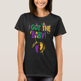 Camiseta Tenho O Bebê Mardi Gras Anunciante De Gravidez O