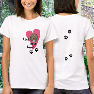 Camiseta Tenho o meu gato aqui! Foto Personalizada