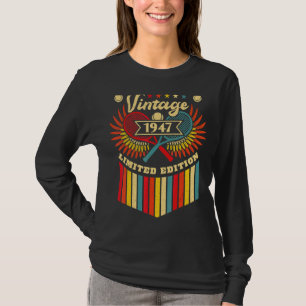 Camiseta Tênis 75º aniversário Homens Mulheres Vintage 1947