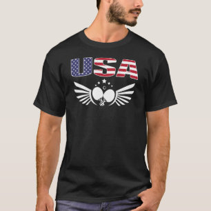 Camiseta Tênis América Mesa EUA Sinalizador Suporte Ping Po