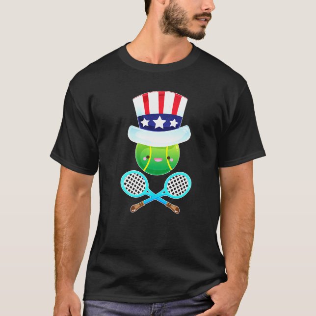 Camiseta Tênis Ball Com Tio Sam Hat 4 De Julho Usa Fla (Frente)