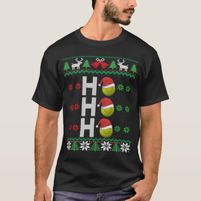 Camiseta Tênis Ball Ho Ho Santa Hat Tênis Ugly Christm (Frente)