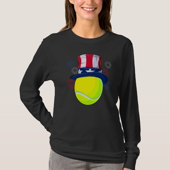 Camiseta Tênis Ball & Tio Sam Hat American Flag 4th Of J (Frente)