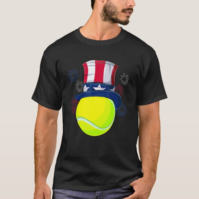 Camiseta Tênis Ball & Tio Sam Hat American Flag 4th Of J (Frente)