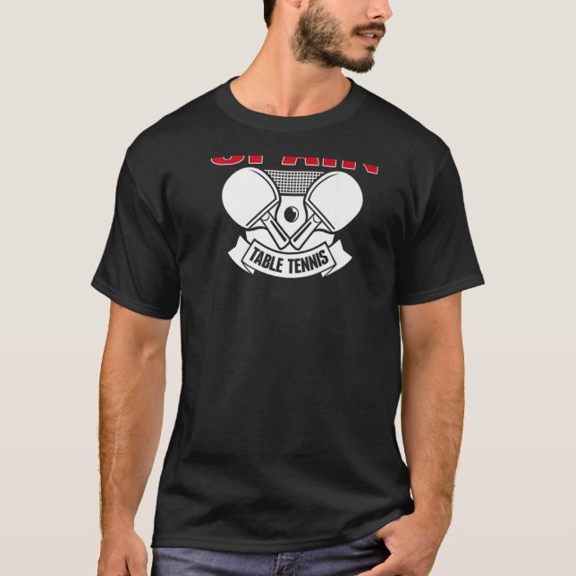 Camiseta Tênis de Mesa de espanha de de suporte para pinos  (Frente)