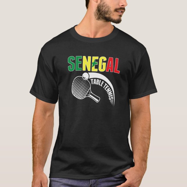 Camiseta Tênis de Mesa do Senegal  Apoie o Ping Pong Senega (Frente)