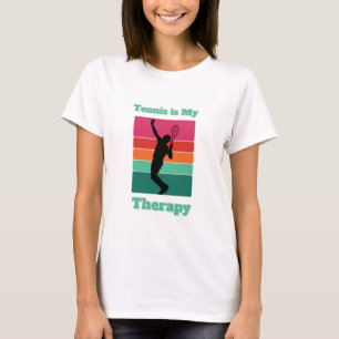 Camiseta Ténis é o meu retângulo de terapia pôr do sol retr