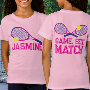 Camiseta Tênis racquet e bola, cor-de-rosa, gráficos person