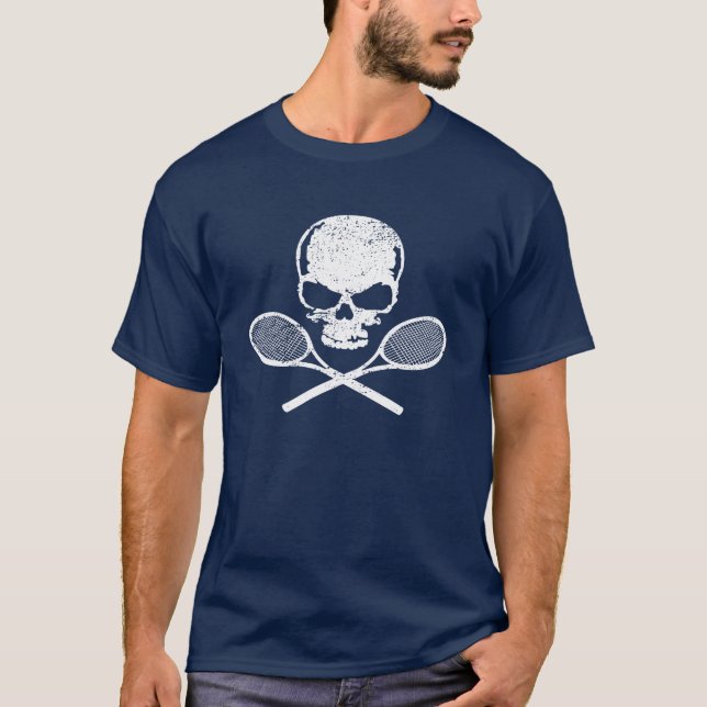 Camiseta Tênis Raquets Crânio e Cruzado (Frente)