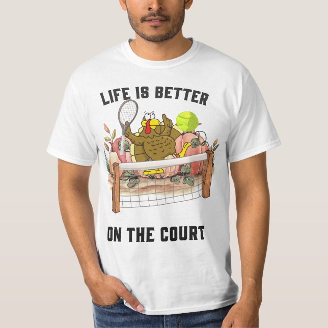 Camiseta Tênis Turquia, cartoon engraçado de Ação de Graças (Frente)