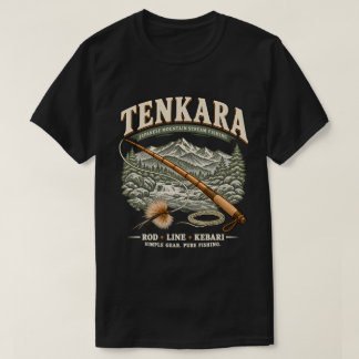 Camiseta Tenkara – Fly Fishing Japonês Vintage Preto
