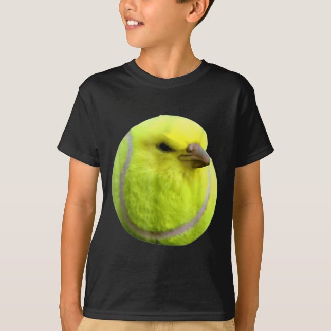 Camiseta Tennis Bird Meme Round Budgie Tennis Ball  (Frente)