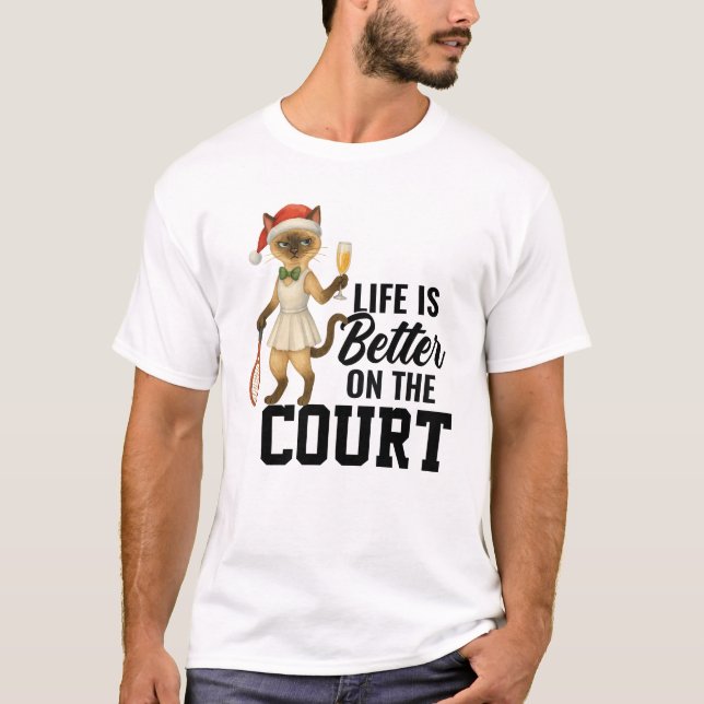 Camiseta Tennis Christmas themed for Cat lovers (Frente)