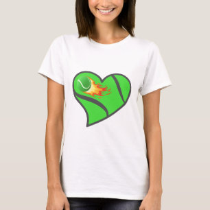 Camiseta Tennis Coração – Bola Flamejante de Amor pelo Jogo