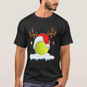 Camiseta Tennis Sports Lover Reindeer Santa Hat Tennis Ball
