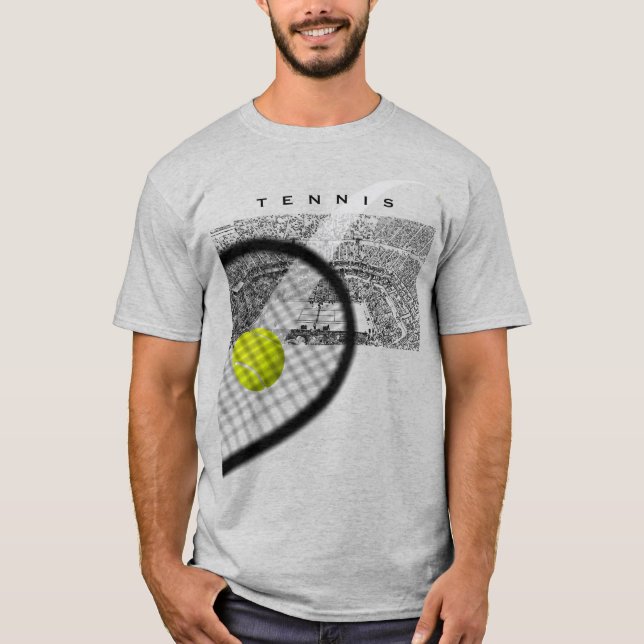 Camiseta Tennis Tournament With Racket Hitting Ball In Moti (Frente)